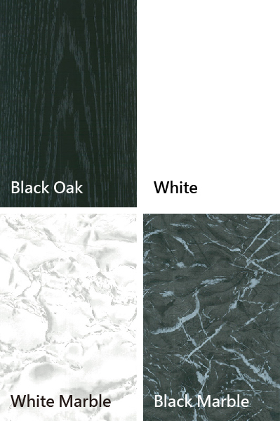 Black Oak、White、White Marble、Black Marble