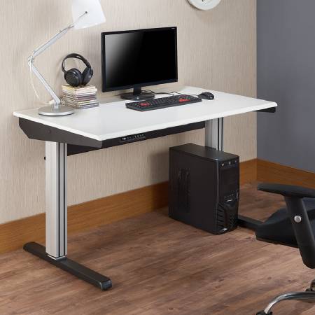 Mobilier pentru birou acasă - Birou, birou, trei sertare, maro inchis, vanturi simple.