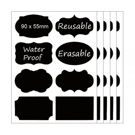 Chalk Labels - Waterproof chalkboard labels allow regular chalk or liquid chalkboard markers to write on, and it's easy to wipe clean with wet cloth
