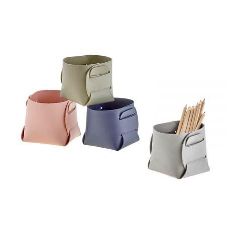 PU Foldable Pen Holder - The PU pen holder foldable container is smooth, comfortable, wear-resistant, and dirt-resistant