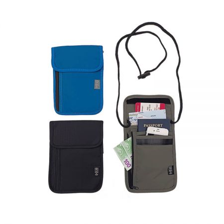 Travel Neck Wallet Holder - The travel wallet with an adjustable string has five compartments for your IDs, credit cards, passport, cash, tickets and mobile phone