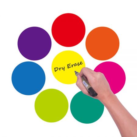 Dry Erase Dot Decal - The dry erase dot wall decal make fun learning to kids Place sticker on walls to practice vertical drawing or put them on desk for small group alphabet / math games purpose It's suitable for office, school and home