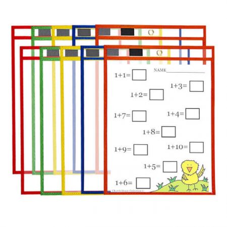 10 Pack Dry Erase Pocket - The dry erase pocket sleeve is made with high-grade plastic and double sewn edges