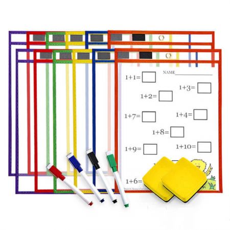 12 Pack Dry Erase Pocket Kit - Use Dry Erase Pockets with high-quality material