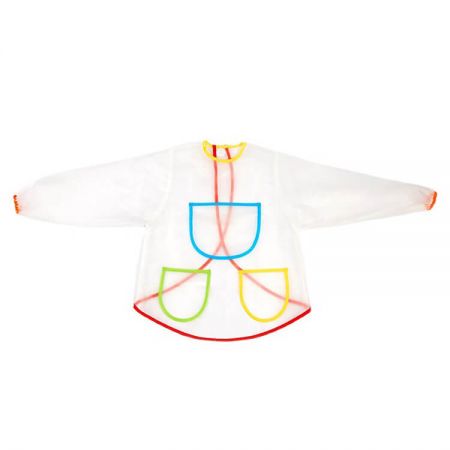 Kids Painting Apron - The kids painting apron is made of transparent polyester material, lightweight and include velcro closture at back, easy to put on and take off