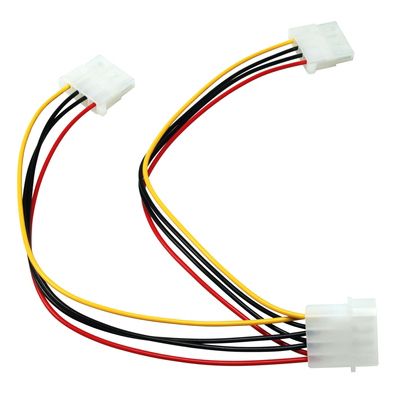 4-pin to 2 x 4-pin Molex Power Splitter - One-to-Two Power Cable, Molex 4-pin One-to-Two Power Cable, Increases the Number of Sockets