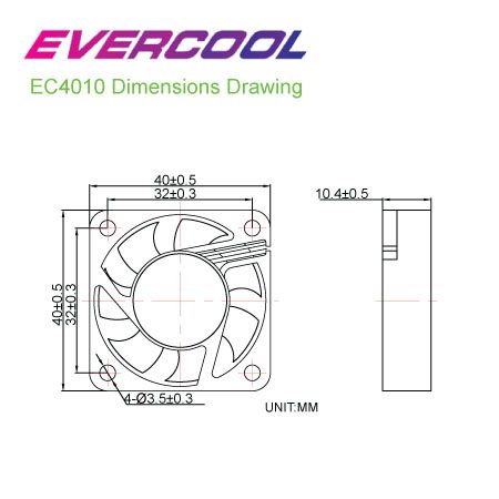 EVERCOOL High-Quality DC PWM FAN Size Specification.