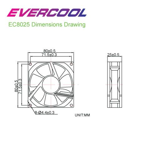 EVERCOOL High-Quality DC PWM Fan Size Specifications.