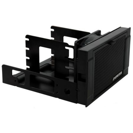 5.25" Mounting 12V DC Hard Disk Cooler - Multi-functional hard disk cooler, installed at 5.25" position, can be used for both 3.5" and 2.5" hard drives