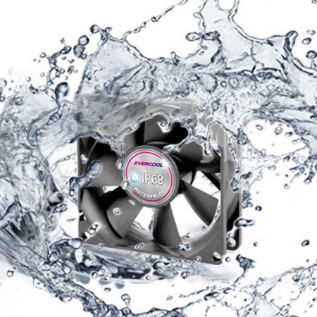 EVERCOOL IP68 Fan, submerged in water more than 1 meter and still operating continuously.