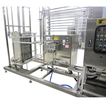 Pasteurizadores HTST - Sistema de pasteurización HTST con intercambiador de calor de placas y marcos.