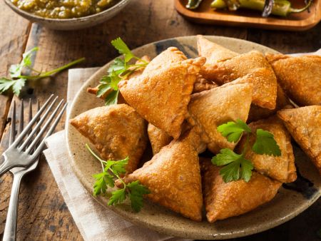 Samosa made with highly efficient automated production