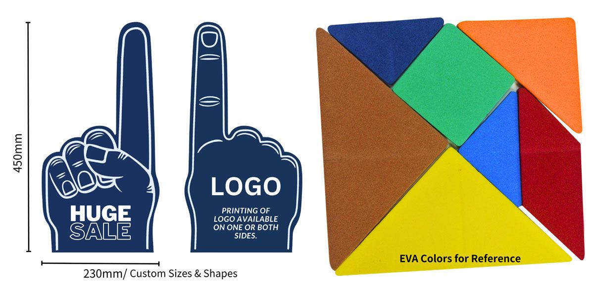 Pas je schuimvingers aan: kies je ontwerp en printopties met EVA-kleurenbereik