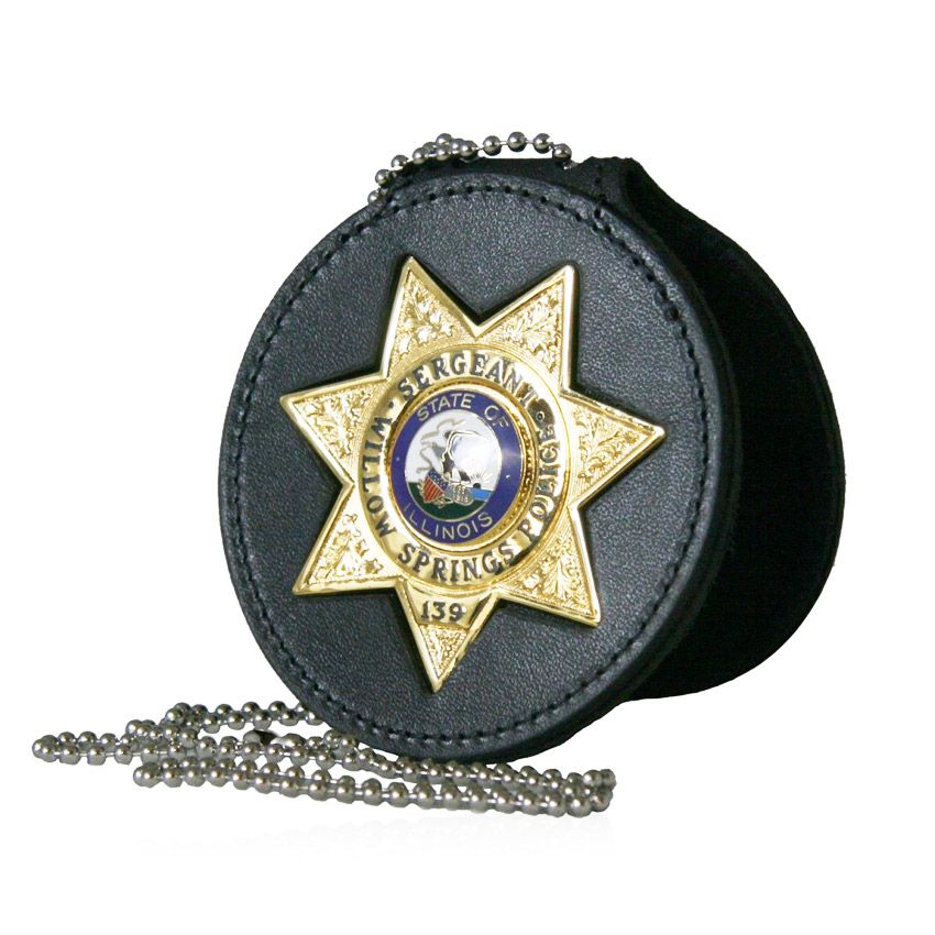 Custom Black Metal PU Leather Necklace Pendant Police Security