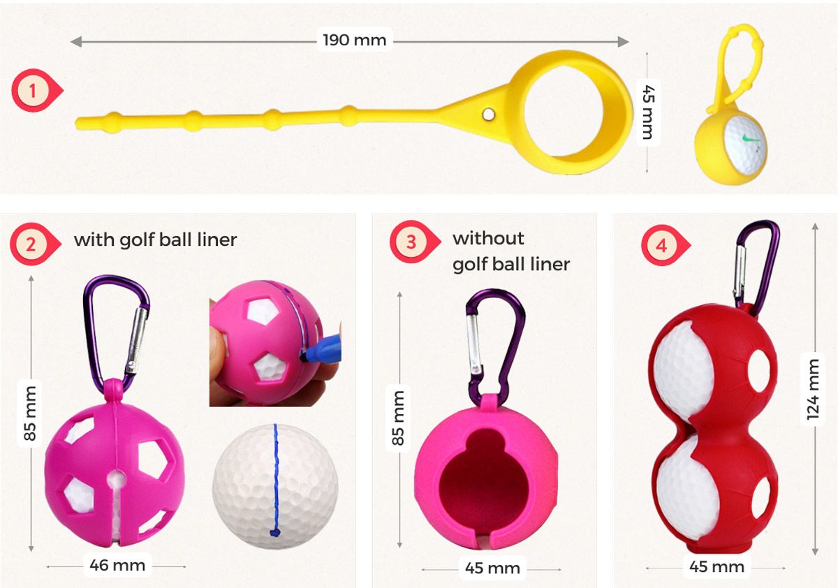 Dimensioner for silikone golfboldholder
