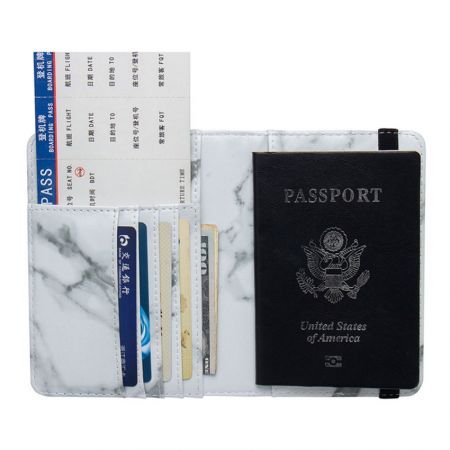 PU læder pas ID-holder tegnebog med elastikbånd - personliggjort læder pasholder