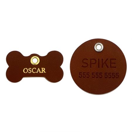Leather Pet Tag with Custom Logos - Open-design pet leather ID tags