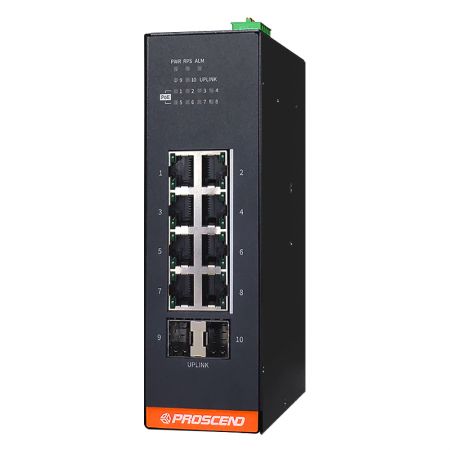 Industrial 10-Port GbE Managed PoE Switch 24~57VDC - Industrial 10-Port GbE Managed PoE Switch with 8 GbE Ports, 2 SFP Slots, and 24~57VDC