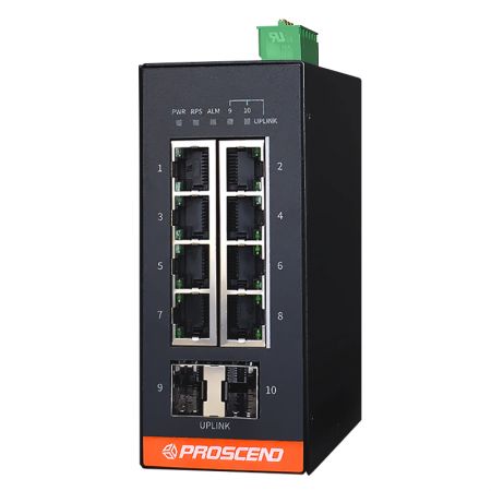 Industrial 10-Port GbE Managed Switch - Industrial 10-Port GbE Managed Switch with 8 GbE Ports and 2 SFP Slots