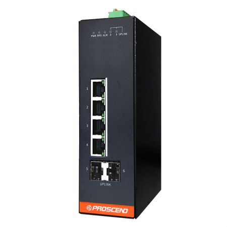 Industrial 6-Port GbE Managed Switch - Industrial 6-Port GbE Managed Switch with 4 GbE Ports and 2 SFP Slots