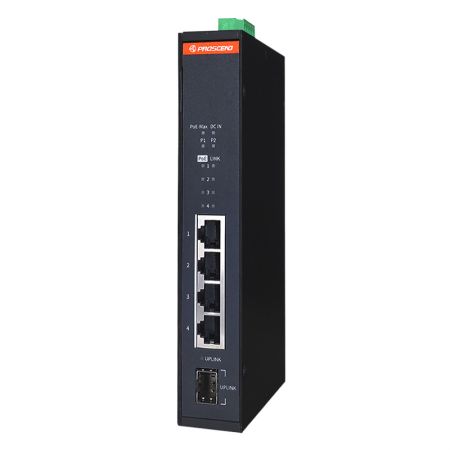 Industrial 5-Port GbE Unmanaged PoE Switch - Industrial 5-Port GbE Unmanaged PoE Switch with 4 GbE Ports and 2 SFP Slots