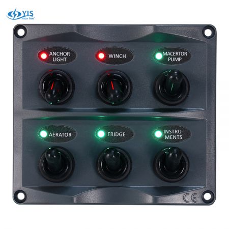 6P Toggle Switch Panel with Dual LED Color Version