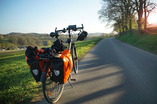 Water-resistant bike rack rear seat bag.