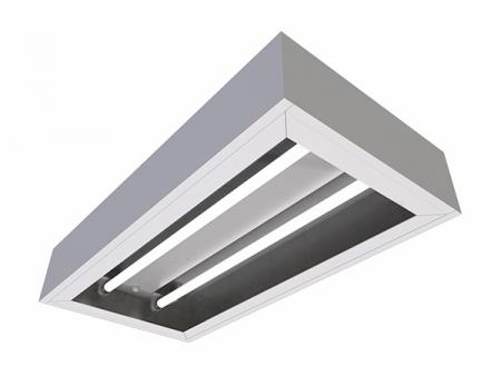 Éclairage de salle blanche de base à LED monté en surface - Éclairage LED pour salle blanche monté en surface avec un couvercle de protection rabattable.