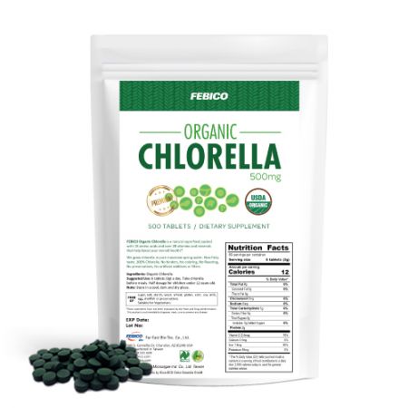Febico Organiczne tabletki z pękniętą ścianą komórkową Chlorelli - Bio organiczne tabletki z chlorellą