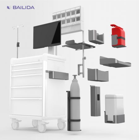 Accessori per carrelli medici - Ampia selezione di accessori per carrelli medici BAILIDA.