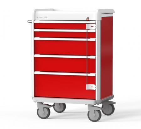 Emergency Medical Cart with magnetic locking bar, Tool-Free and Height adjustable side rail for accessories assembly, Soft-close drawer sliders - Highly Customizable Crash Cart.
