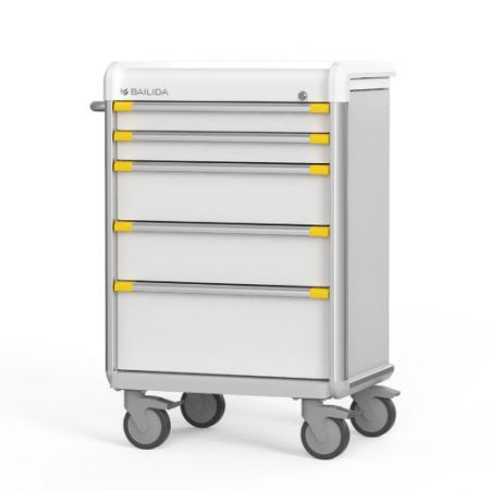 Carrello di isolamento - Carrello di isolamento dotato di un ampio cassetto per mantenere organizzati e sicuri i dispositivi di protezione individuale medici.