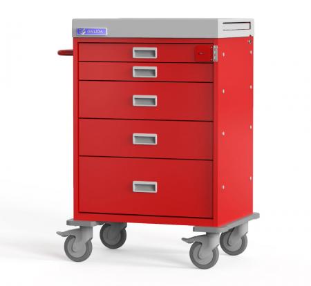 Emergency Medical Cart With Metal Locking Bar , Side Table, and Fixed-Height Accessories Mount - Crash Cart with Breakaway Lock, Flexible Accessories Mount, Side Table.