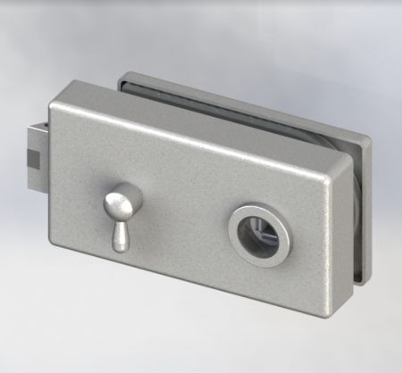 Glass Patch Lock, Square Type, Lever Switch Function - Glass Door Lock with mechanical latch and Square cover