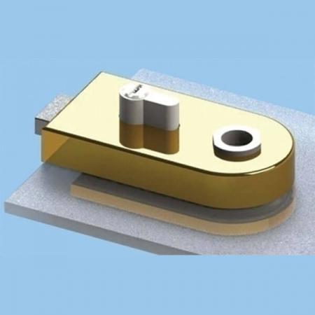 Glass Patch Lock with megnetic latch, Euro cylinder type - Glass Door Lock with magnetic latch and radius cover