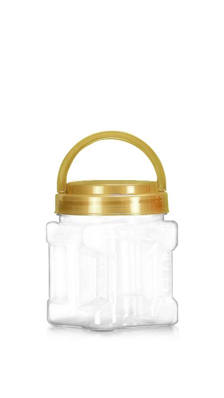 PET 89mm 570ml Gripper Square jars (D574) - 570 ml PET Square Grip Jar with Certification FSSC, HACCP, ISO22000, IMS, BV