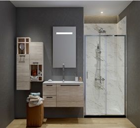 Atman two sliding shower doors one sliding door and one fixed glass with 6mm clear tempered glass chrome finish with low profile - A1611. Zen Slim Series(A1611)