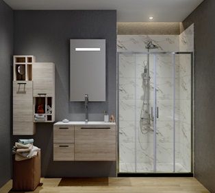 Atman four sliding shower doors two sliding door and two fixed glass with 6mm clear tempered glass chrome finish with low profile - A1612. Zen Slim Series(A1612)