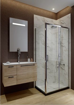 Side panel fixed panel with 6mm tempered safety glass to use alone or combined with shower doors chromed finish - A1613. Zen Slim Series(A1613)