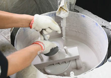 investment casting process step 7 - dipping in the slurry
