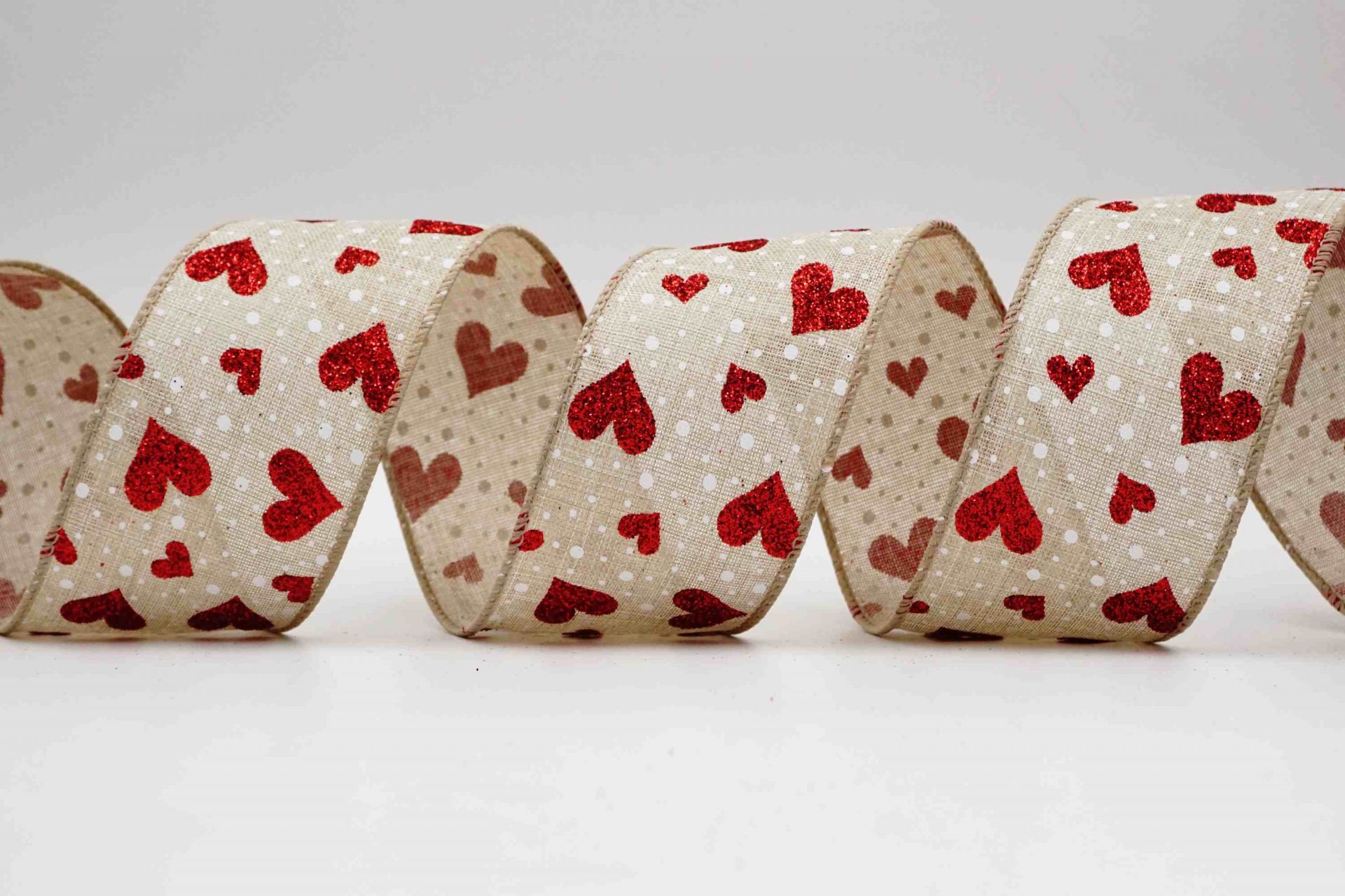 Glittery Hearts Valentine's Ribbon, Holiday Ribbons, Wholesale Ribbon  Manufacturer