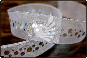 Silver Edge Sheer Ribbon with Sequins - Silver Edge Sheer Ribbon with Sequins