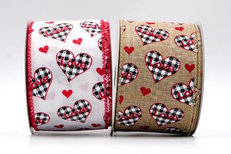 Plaid Style Valentine Ribbon - Plaid Pattern Heart Loves Ribbon_KF7526.KF7527