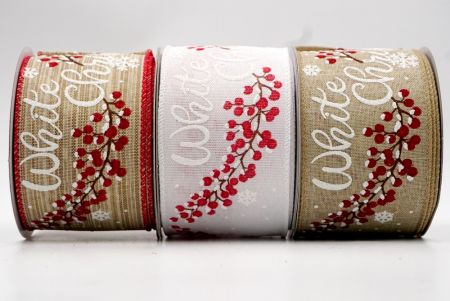 White Christmas and Holly Berries Ribbon
