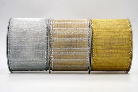 Stripe Metallic Sheer Wired Ribbon