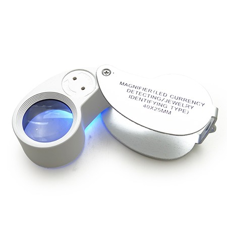 40X 25mm Jewelers Loupe Magnifier with UV Light
