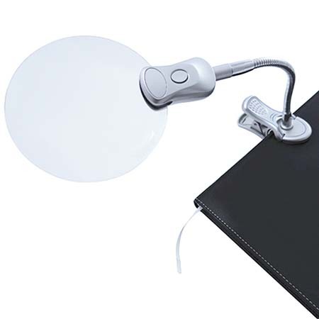 3.5" 2X Illuminated Hand Free Magnifier with Clip