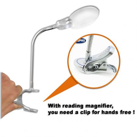 Lampe loupe avec clip de lumières LED pour mains libres