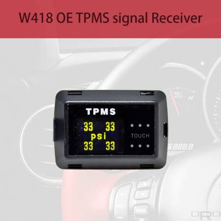 W418OETPMS信号受信機 - モデルW418は、OE TPMS信号を受信し、車両のTPMSがダッシュボードに点灯した場合に、すべてのタイヤ情報を表示できます。モデルW418は、ドライバーの近くの平らなスペースに設置できるタッチスクリーン付きのペーストタイプです。