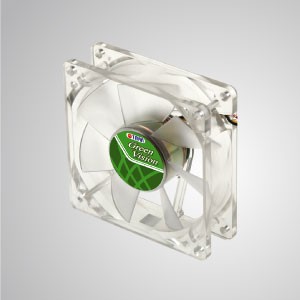 Ventilateur de refroidissement transparent vert silencieux Kukri de 80 mm 12V DC avec 7 pales - Avec un cadre transparent vert et un ventilateur silencieux de 80 mm avec 9 pales, offrant d'excellentes performances de refroidissement